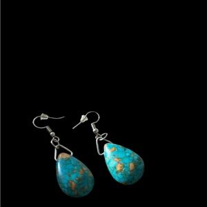Turquoise and Silver Teardrop Earrings